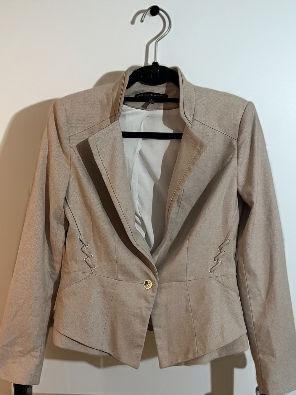 White House Black Market Taupe Tailored One-Button Blazer